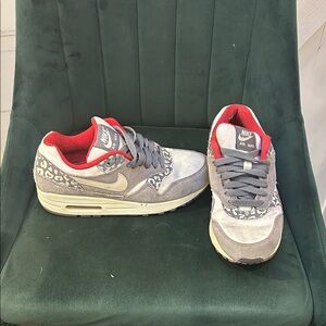 Nike Air Max Gray and Red Animal Print Sneakers